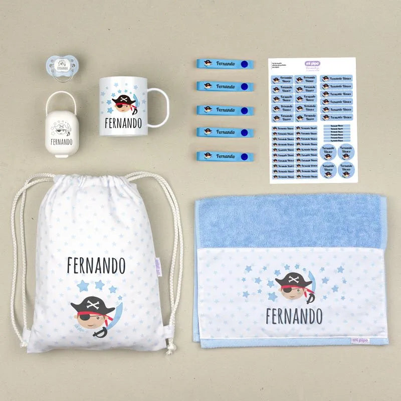 Pack de material escolar infantil personalizado con nombre para colegio.