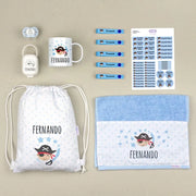 Pack de material escolar infantil personalizado con nombre para colegio.