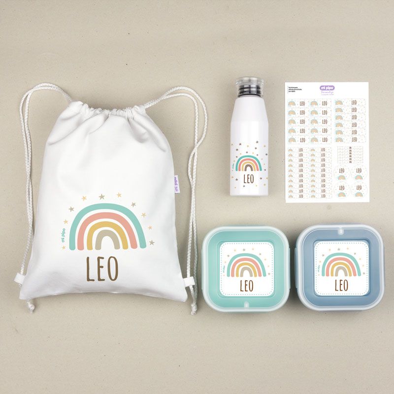 Regalo vuelta al cole con mochila y botella personalizada