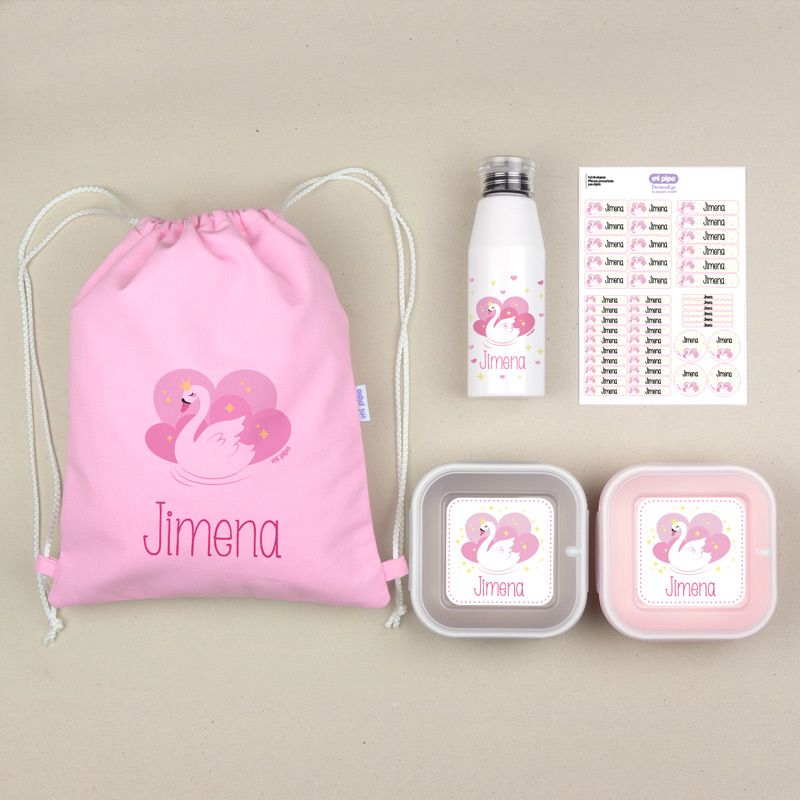 Pack escolar personalizado con mochila de lona y botella
