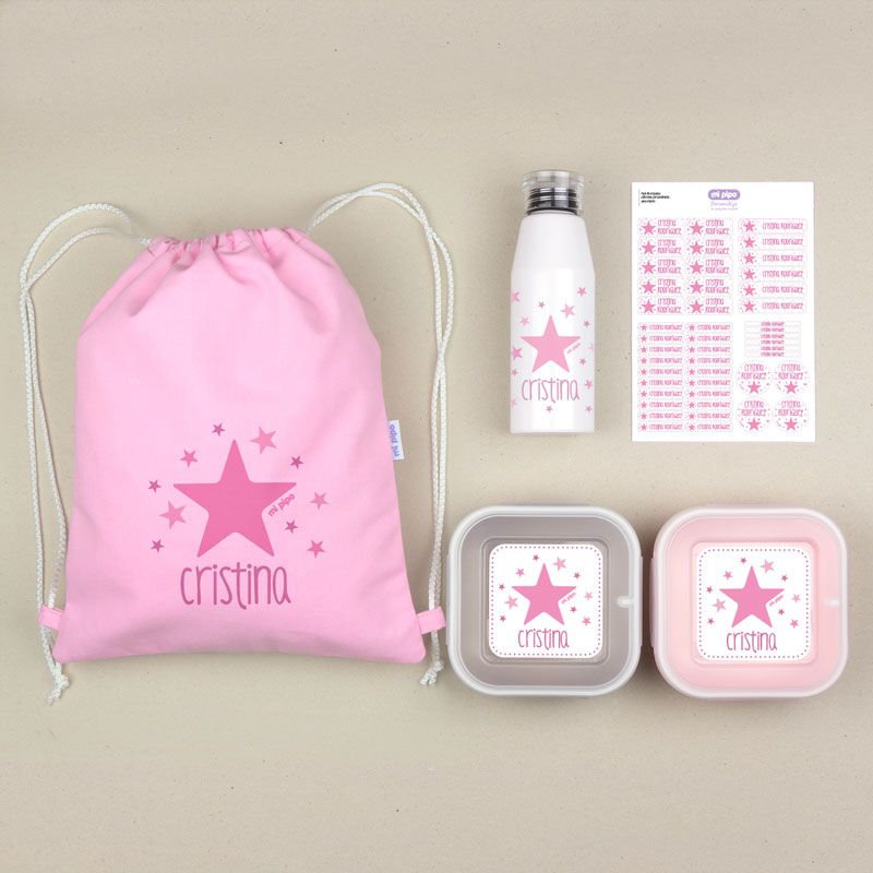 Pack Vuelta al Cole Personalizado – Petate, Botella y Fiambreras (Diseño a elegir)