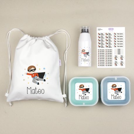 Mochila infantil personalizada con nombre y accesorios niño