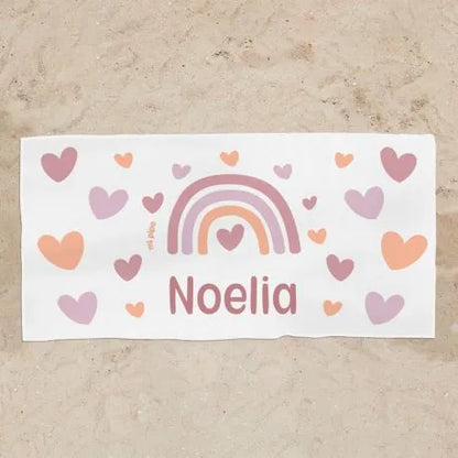 Toalla infantil personalizada con nombre estampado arcoiris