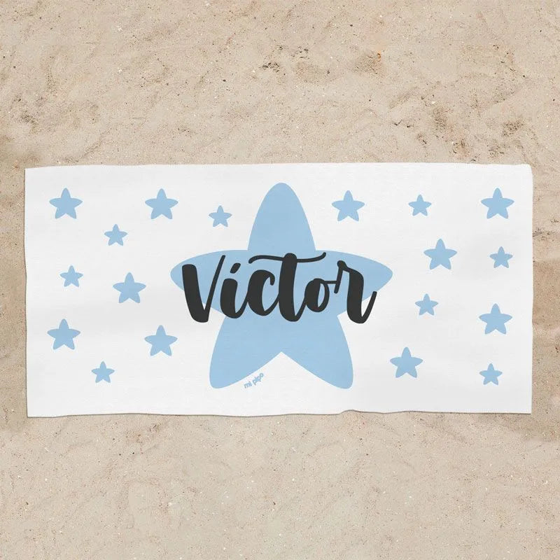 Toalla de baño infantil personalizada con nombre para niño.