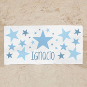 Toalla infantil personalizada con nombre estampado azul