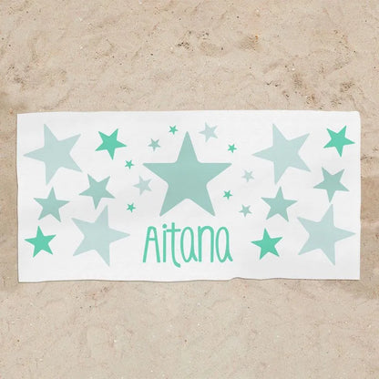 Toalla infantil personalizada con nombre estampado menta