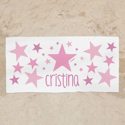 Toalla infantil personalizada con nombre estampado rosa