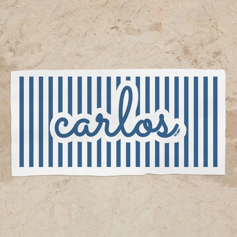 Toalla infantil personalizada con nombre estampado marino niño