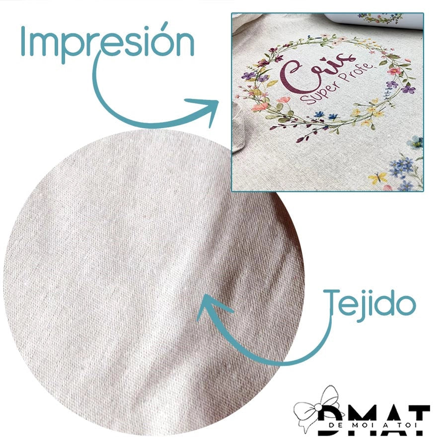 Bolsa de tela personalizada con nombre - Flores silvestres