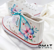 Zapatillas personalizadas con mariposas para comunión - demoi atoi
