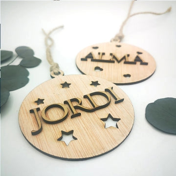 Bola de navidad de madera personalizada con nombre - de moi a toi