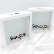 Hucha personalizada con nombre como regalo original y práctico