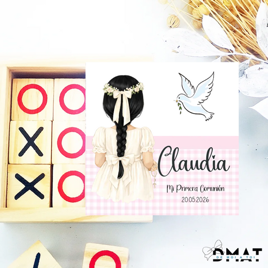 Detalle personalizado de comunión niña diseño vichy