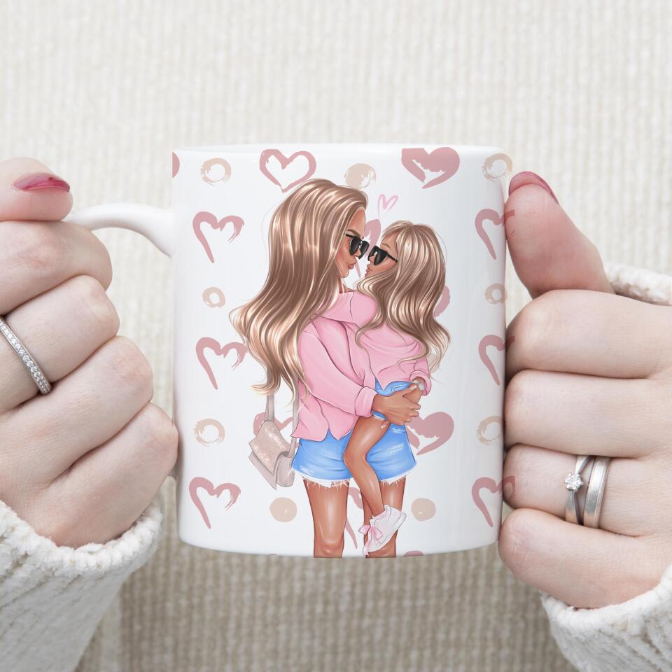 Madre e hija corazón - Taza editable