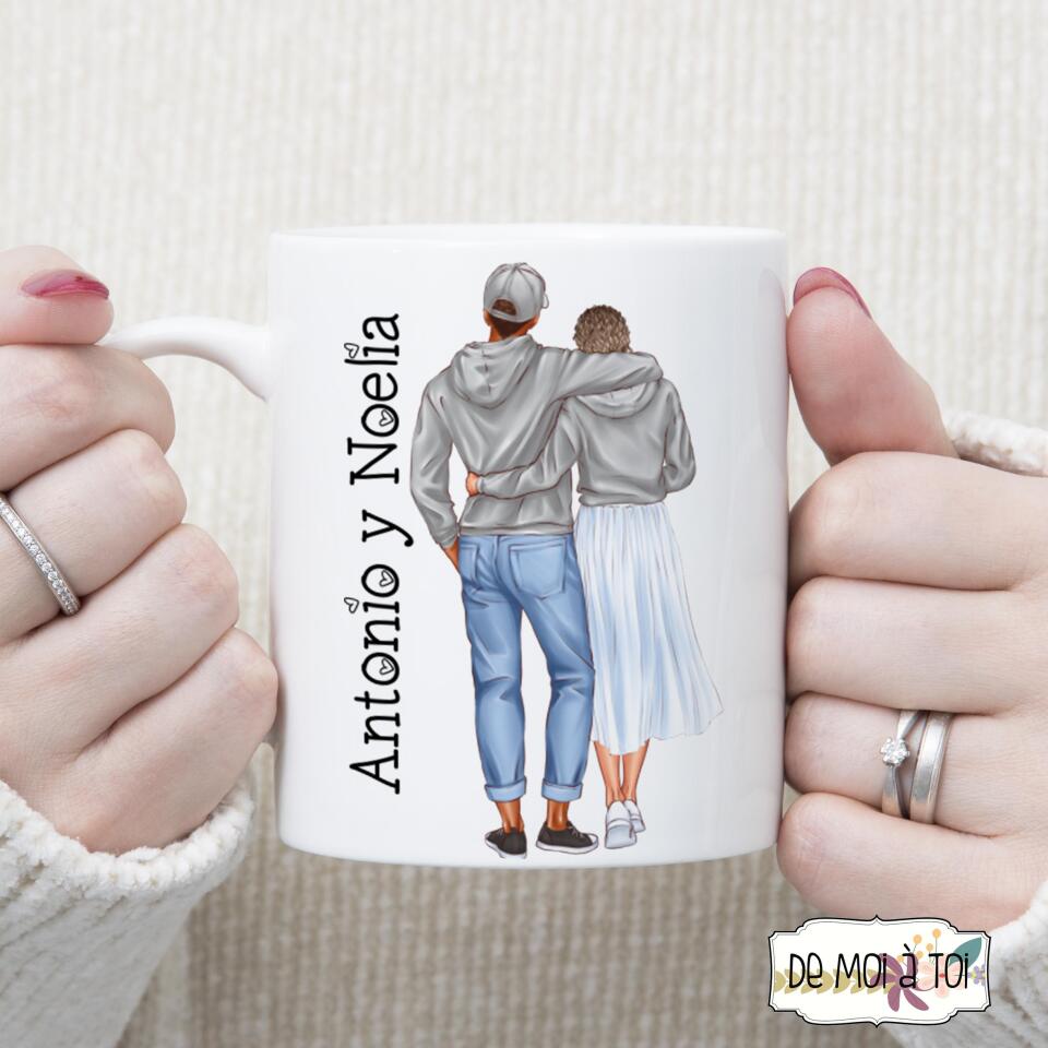 Taza personalizada original para parejas con nombres