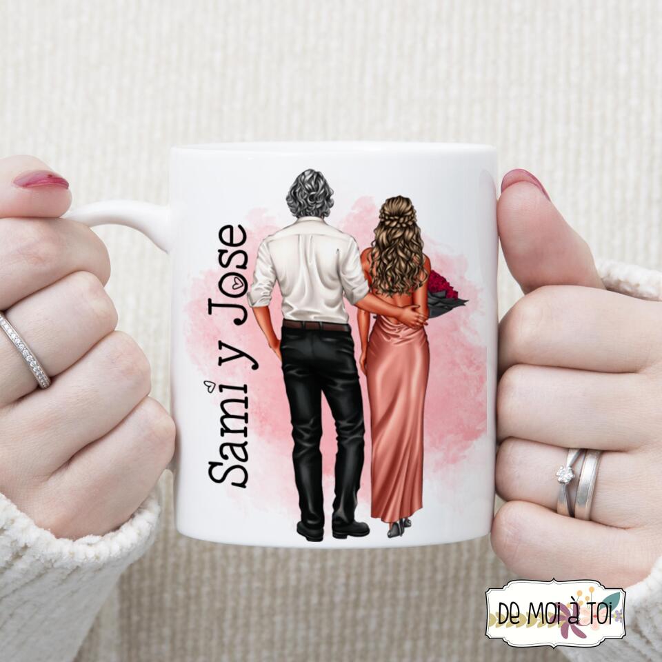 Taza personalizada pareja elegante  con nombres