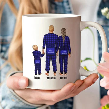 Taza Personalizada Familia Pijama Navidad