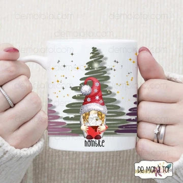 Taza Gnomos Navideños personalizable (1-7px)