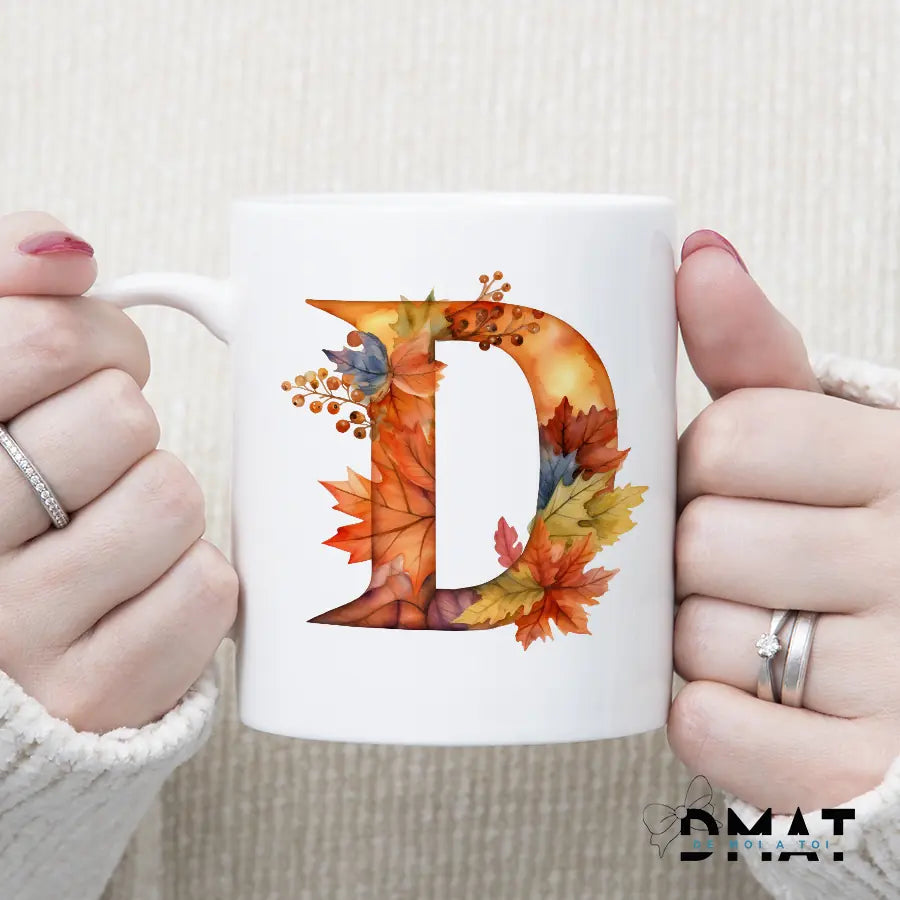 Taza personalizada con Inicial - Otoño