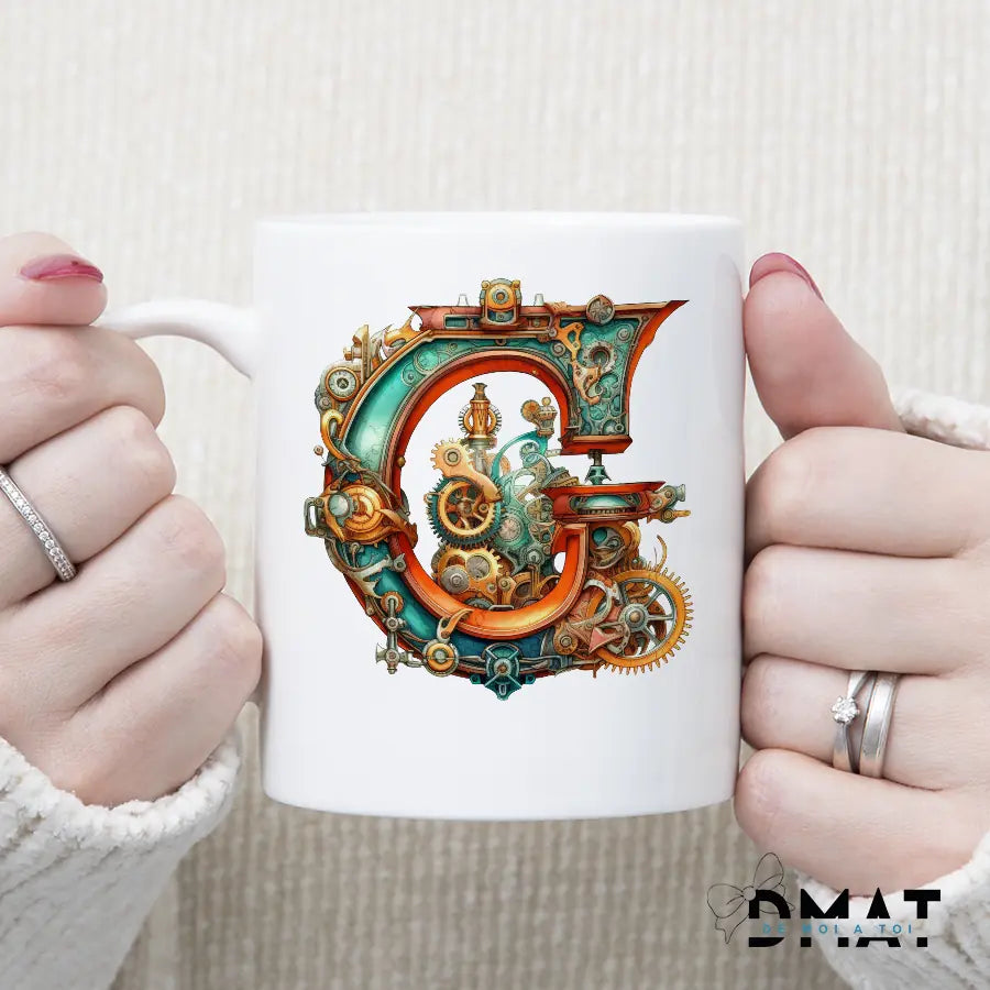 Taza personalizada con Inicial y nombre estilo Steampunk