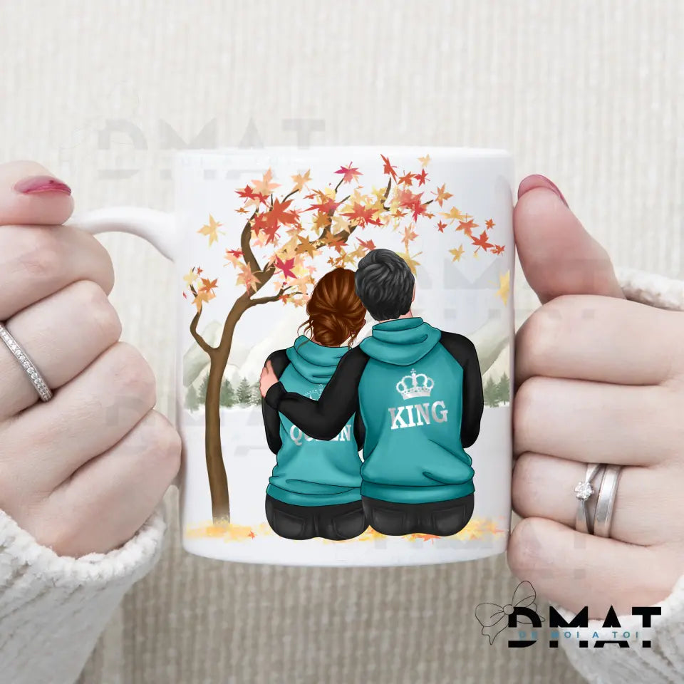 Taza personalizada pareja Queen &  King con nombre