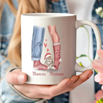 Taza Personalizada Calcetines navideños Enamorados