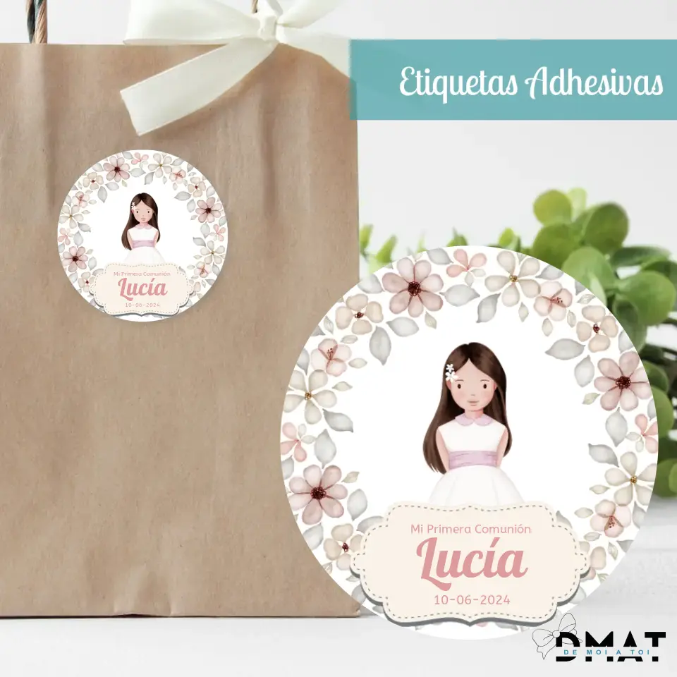 Tarjetas y etiquetas de regalo con dibujo celebración niña (Pack 10 uds)