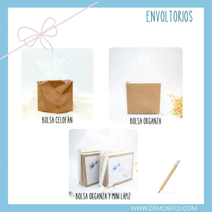 Envoltorio bloc de notas para regalar a invitados de celebración  De moi a toi