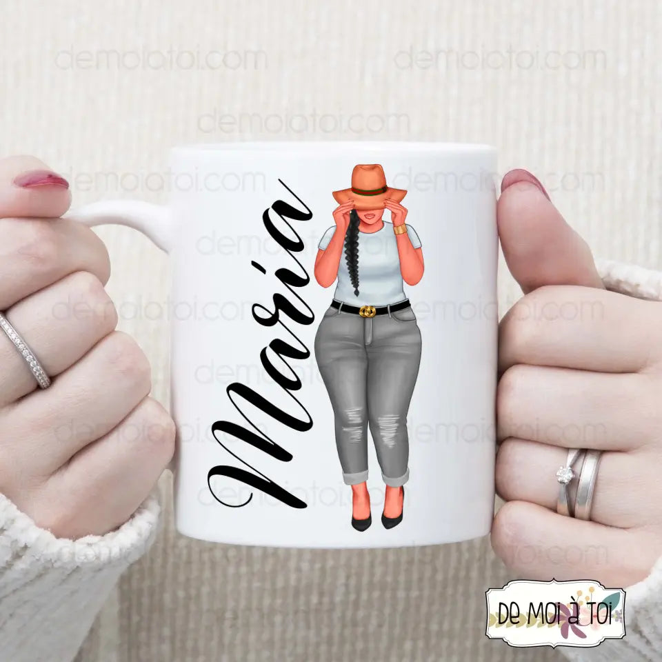 Mujer Curvi con sombrero - Editable