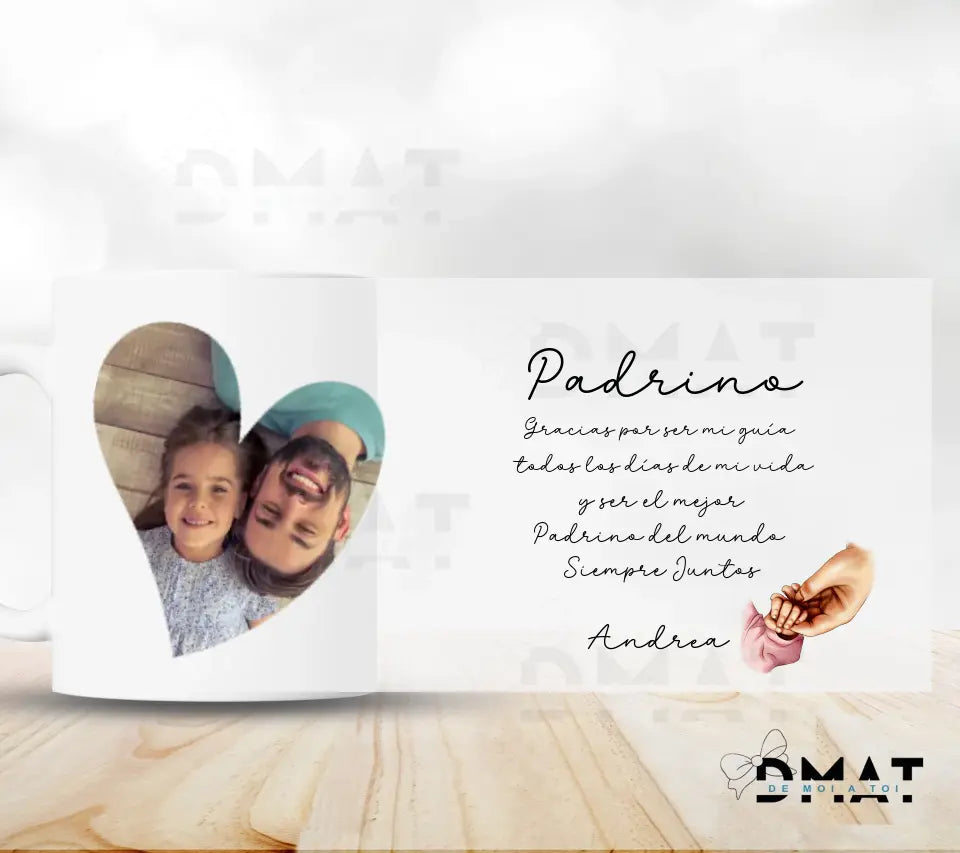 Taza Personalizada Padrinos con foto y texto