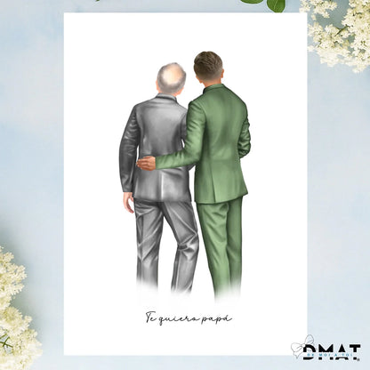 Regalos con ilustración de boda - Novio y padre / padrino