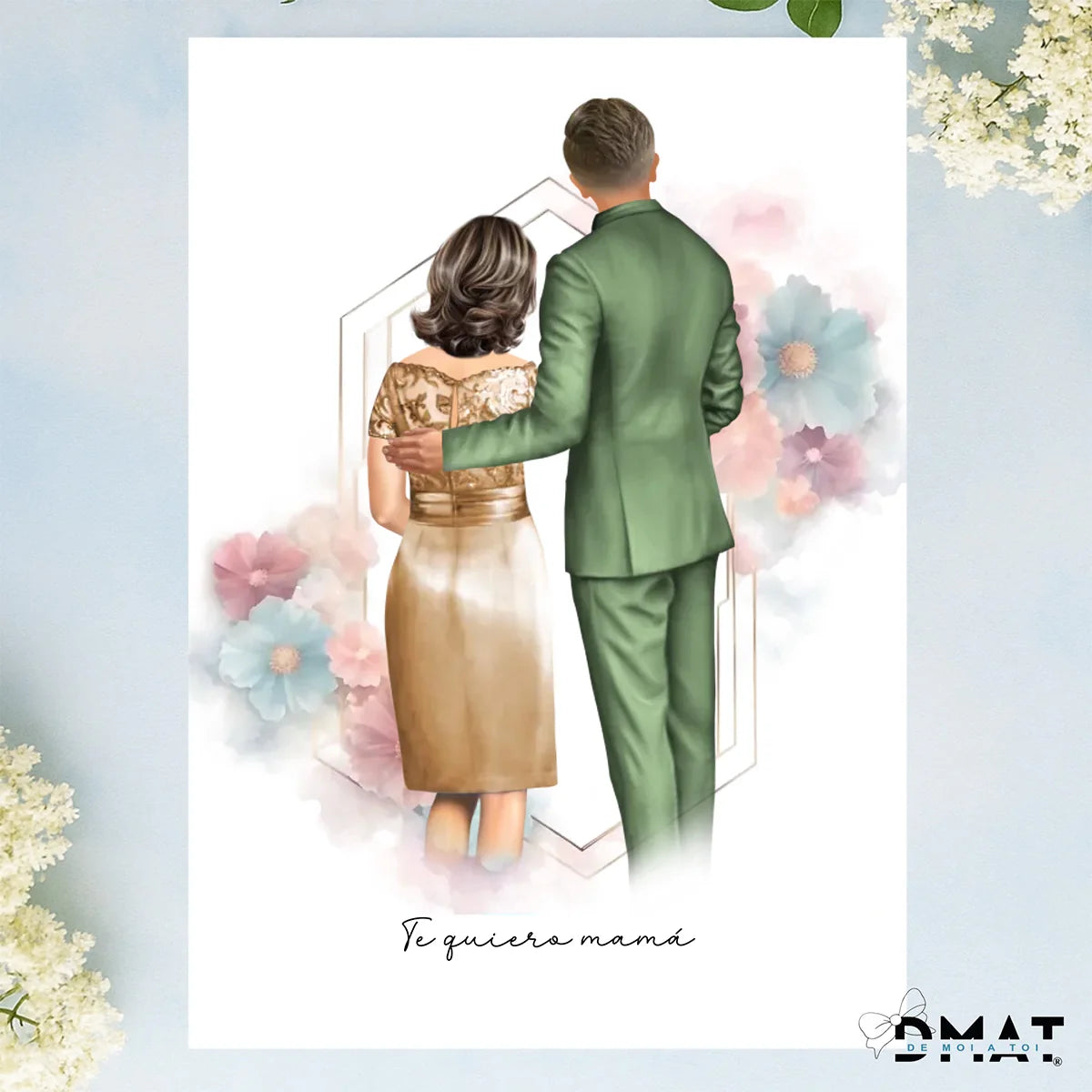 Regalos con ilustración de boda - Novio y madre / madrina