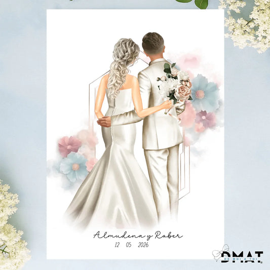 Regalos con ilustración de boda - Novios