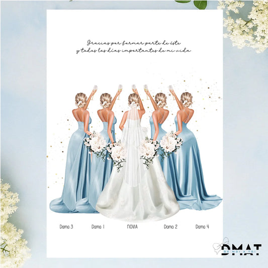 Regalos con ilustración de boda - Damas de honor vestidos