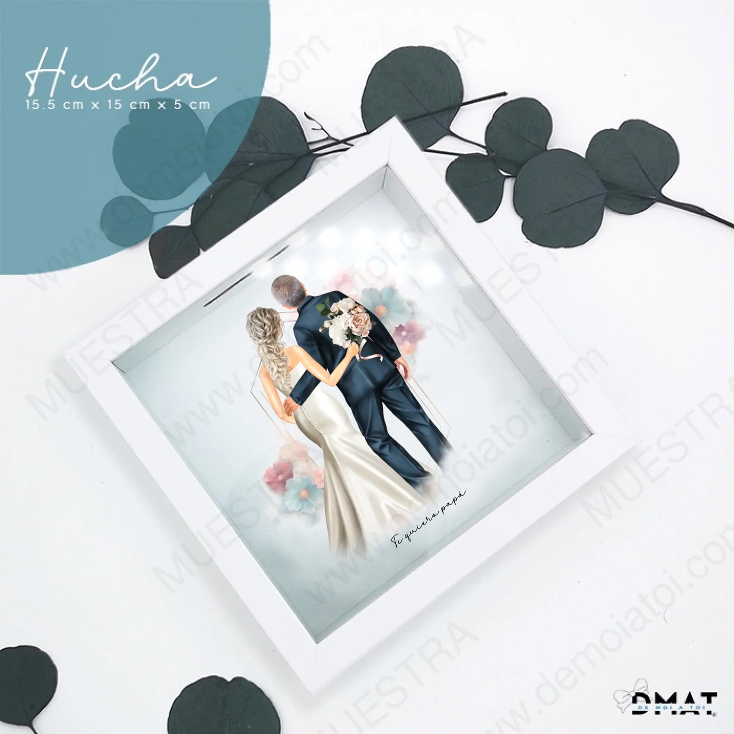 HUCHA personalizada con ilustración de familia para boda