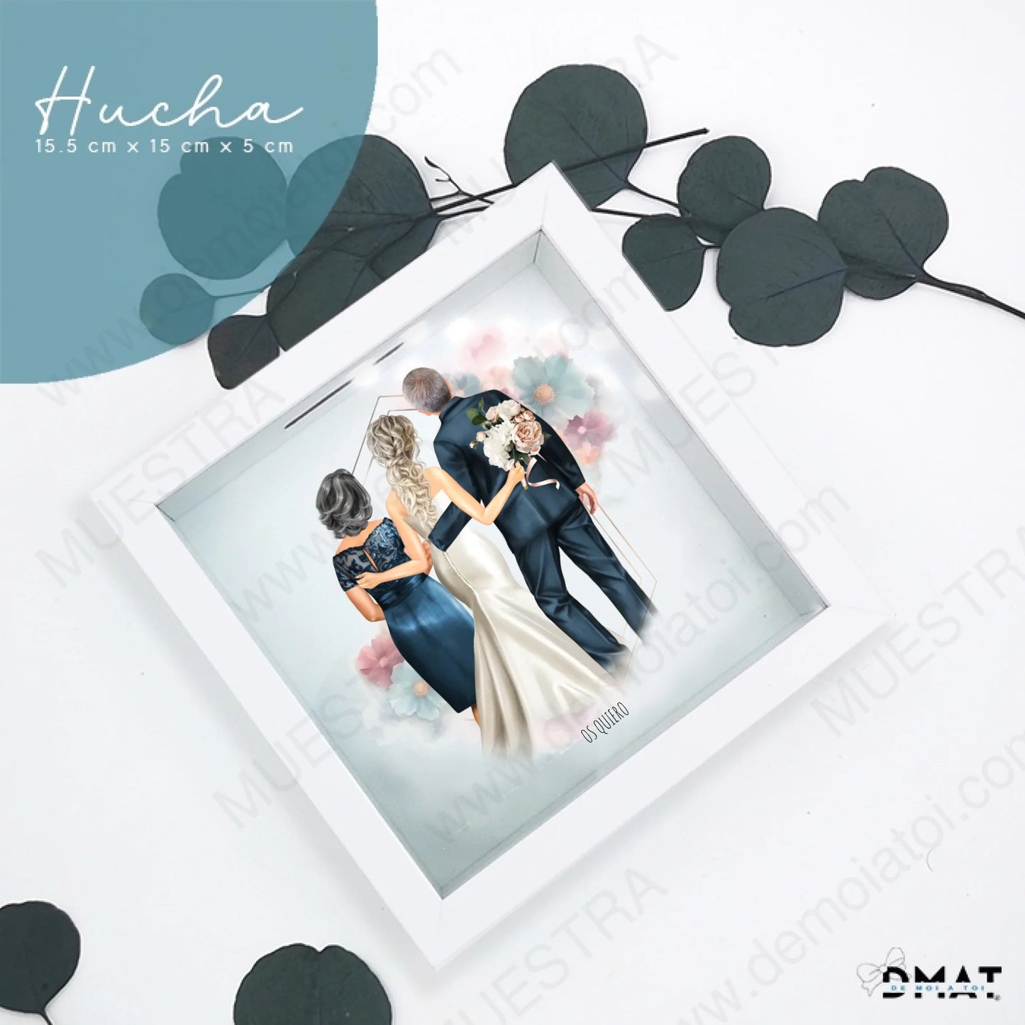 hucha personalizada ilustración familia boda