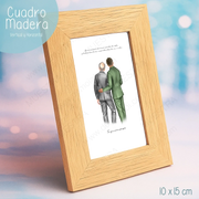 Regalos personalizados ilustración novio padre en marco de madera, celebración de la conexión especial entre ambos.