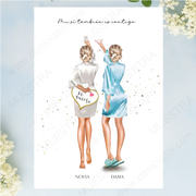 Regalos personalizados damas ilustración de damas de honor en bata de pre-boda con diseño elegante