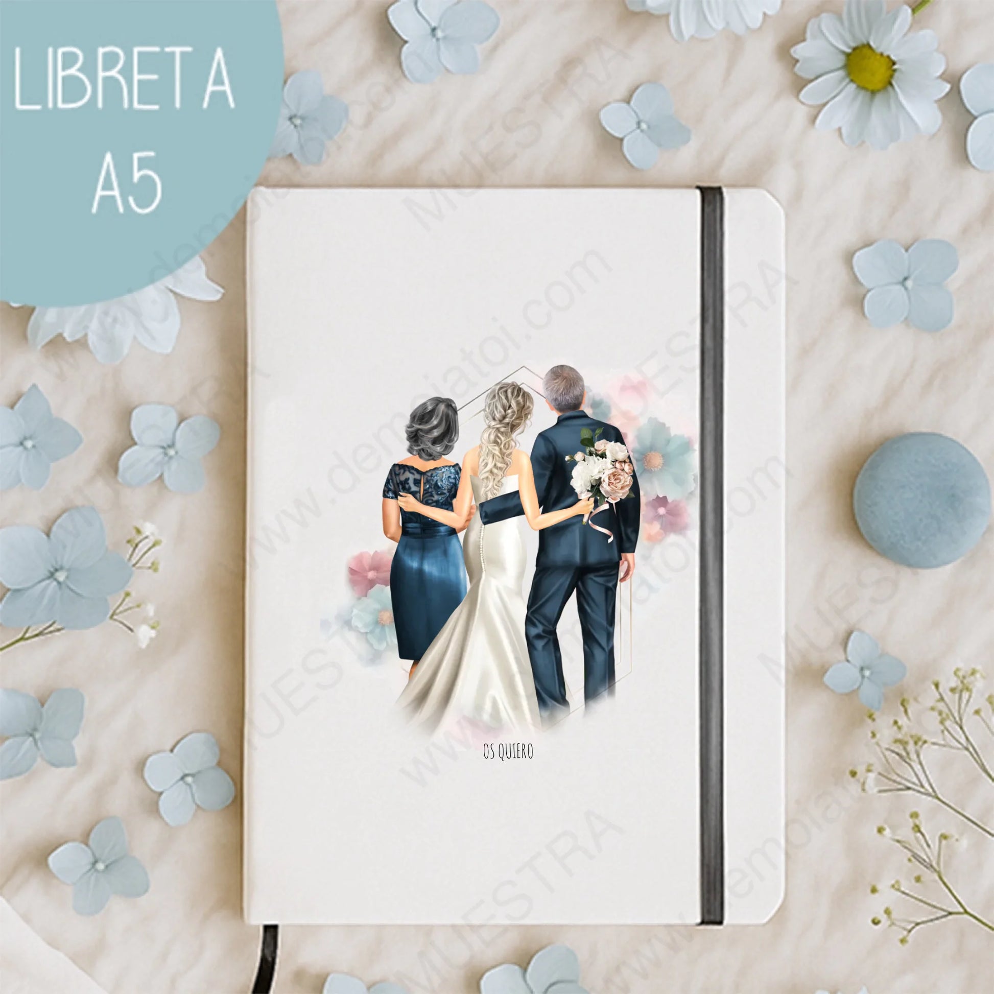 regalo original boda con ilustración familia novios