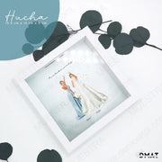 Hucha personalizada con ilustración de boda y damas de honor, regalos personalizados damas de honor.