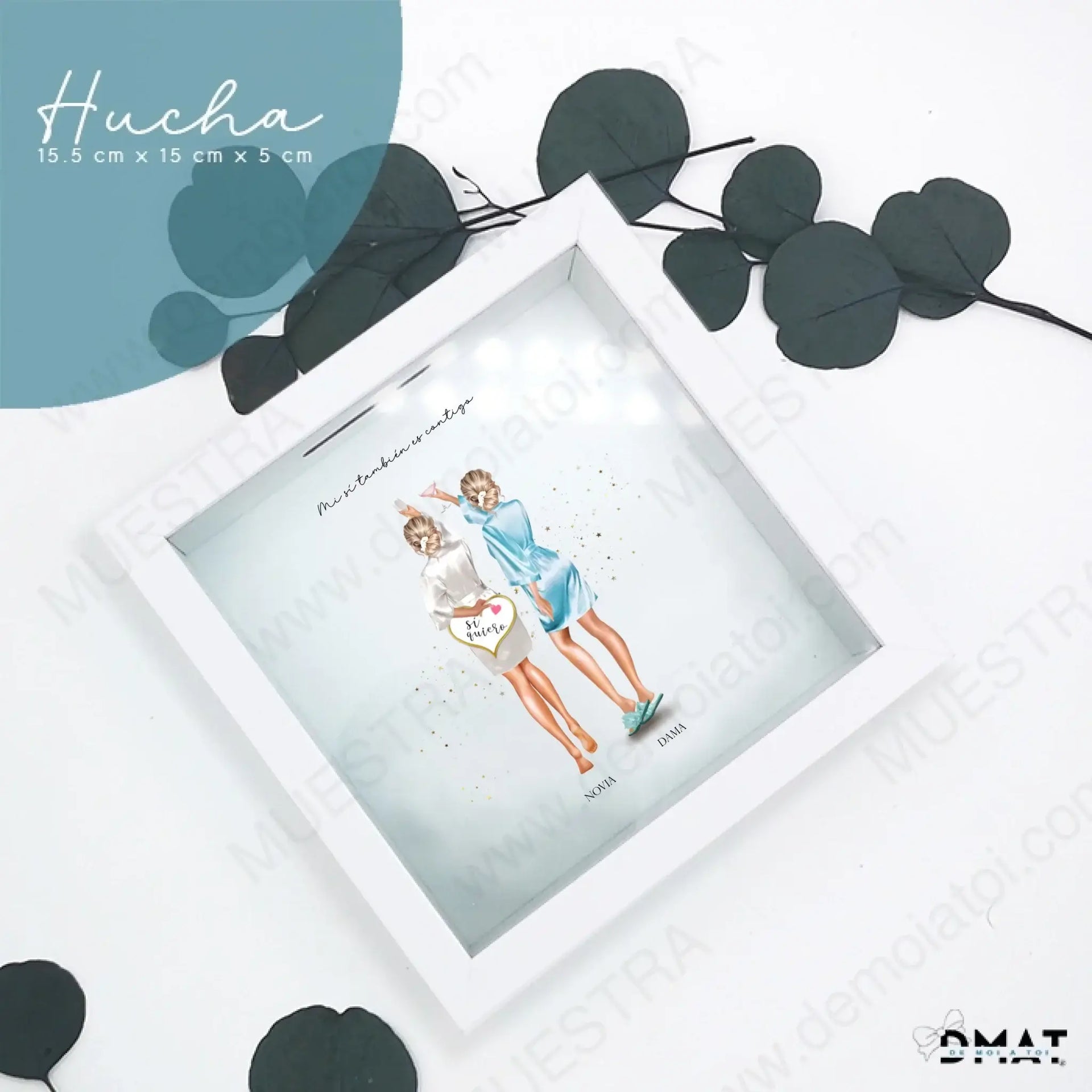 Hucha personalizada con ilustración de damas de honor, regalos personalizados damas, diseño único para pre-boda