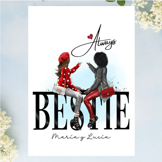 Regalos personalizados con ilustración de mejores amigas