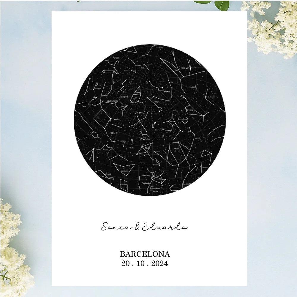 Regalos personalizados con ilustración de mapa estelar