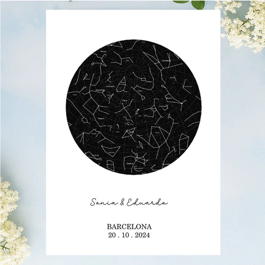 Regalos personalizados con ilustración de mapa estelar