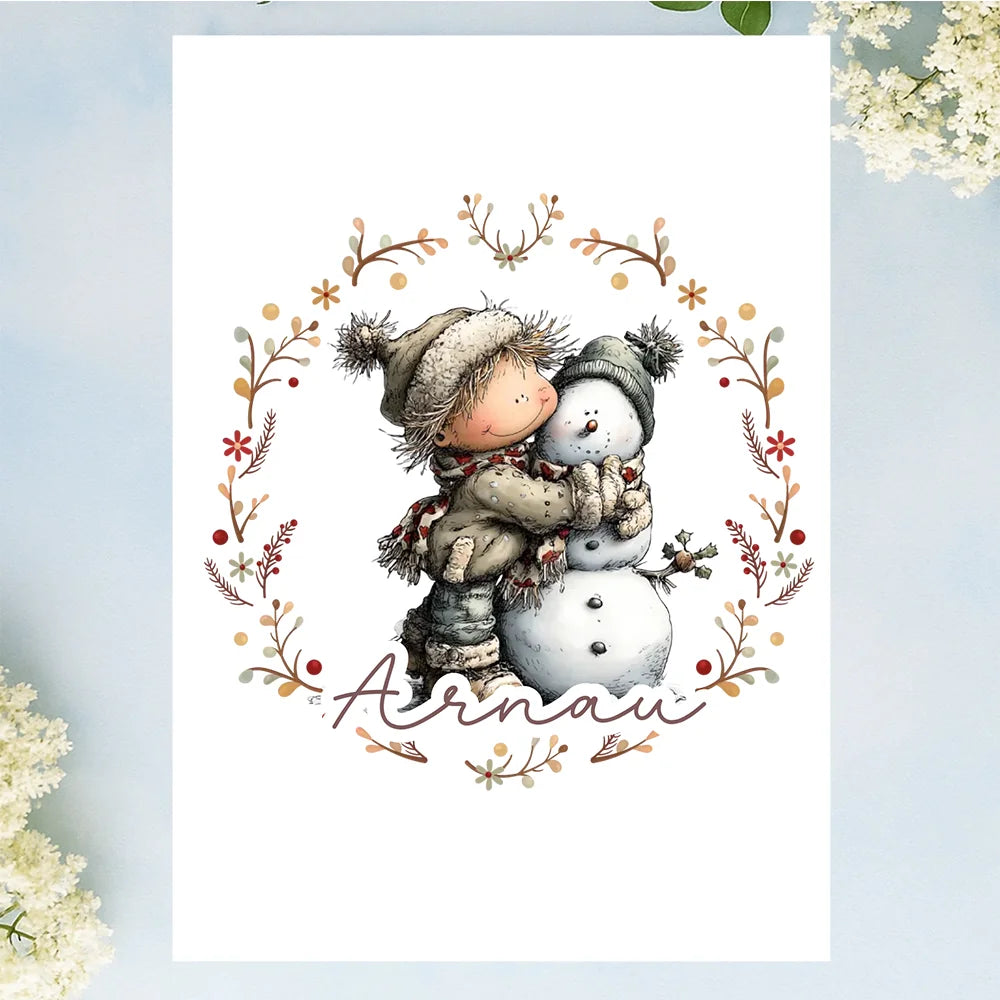 Regalos y decoración navideña con dibujos infantiles