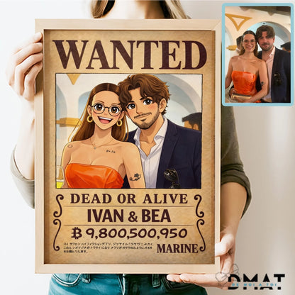 ilustracion wanted one piece personalizada a partir de fotografía