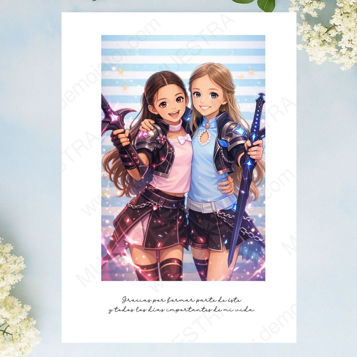 lámina impresa con ilustración personalizada estilo kpop a partir de foto