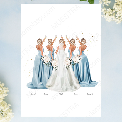 lámina ilustración damas de honor