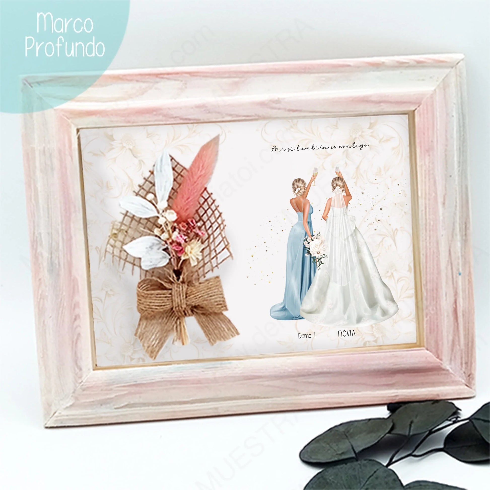 marco con flores damas de honor