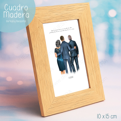 marco personalizado con ilustración de familia para boda
